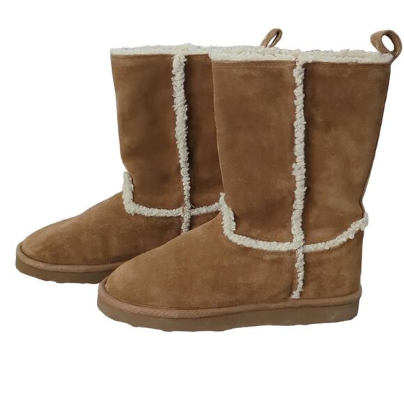 American Eagle Sherpa Boots Tan Women's Size 7 Convertible Winter Warm Neutral - Picture 1 of 7